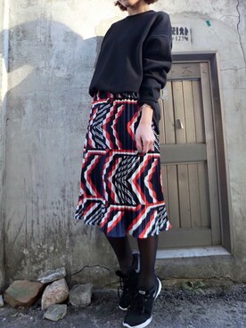 「skirt」｜「アイテム（スウェット）」を使った、tortoiseさん（レディース・163cm）の冬コーディネート