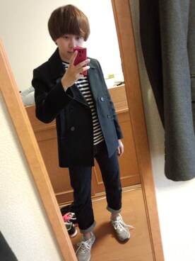 「ピクニック」｜「アイテム（ピーコート）」を使った、ゆっきーさん（メンズ・166cm）の春コーディネート