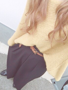 「フレアスリーブ」｜高千 真穂さん（レディース・165cm）の冬コーディネート