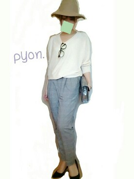 pyonさんの「コーティング伊達眼鏡」を使ったコーディネート