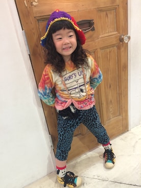 「One deux boo（ワンドゥーブー）のアイテム（レッグウェア）」を使った、蓮水さん（キッズ・120cm）の秋コーディネート