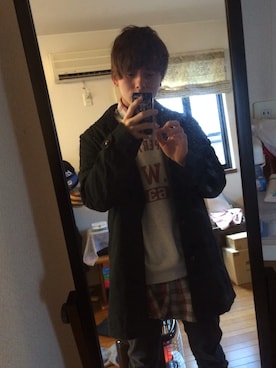 「アイテム（ステンカラーコート）」を使った、tatsuyaさん（メンズ・164cm・10代）の冬コーディネート