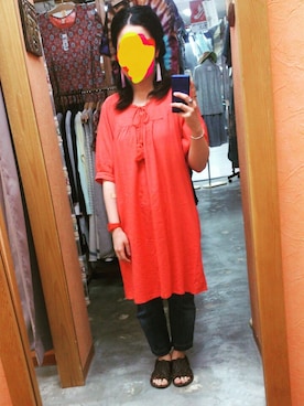 「アイテム（アクセサリー、パープル系）」を使った、みうらさん（レディース・155cm）の夏コーディネート