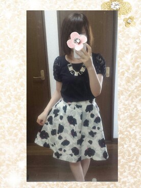 「花柄 スカート」｜「アイテム（パンプス）」を使った、naaaさん（レディース・152cm）の夏コーディネート