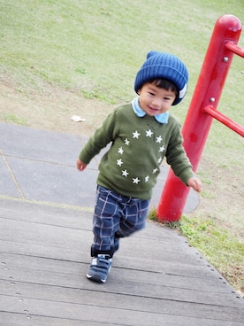 「スウェット×シャツ」｜りゅーちゃんさん（キッズ・80cm）の秋コーディネート