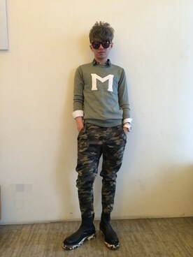 「アイテム（デニムパンツ、グリーン系）」を使った、kenさん（メンズ・170cm）の冬コーディネート