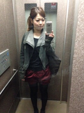 「ビジネススタイル」｜「アイテム（ライダースジャケット）」を使った、ゆみ、さん（レディース・159cm）の秋コーディネート