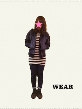「w closet」｜「アイテム（チュニック）」を使った、biscoさん（レディース・155cm）の春コーディネート