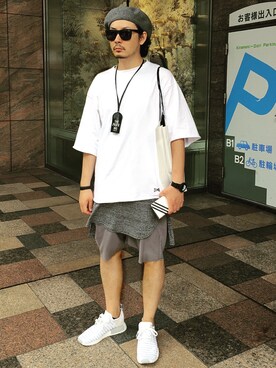 「sneakers」｜「アイテム（ハンチング/ベレー帽）」を使った、たろうさん（メンズ・181cm）の夏コーディネート