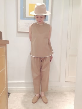 「RBS（アールビーエス）のアイテム（帽子）」を使った、Amiさん（レディース・156cm）の夏コーディネート