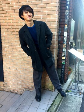 「アイテム（チェスターコート）」を使った、ムラナカさん（メンズ・182cm・10代）の秋コーディネート