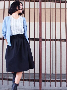 「EMUEのアイテム（トップス、ホワイト系）」を使った、moeさん（レディース・163cm）の秋コーディネート