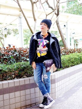 「clutch」｜「アイテム（ジャケット/アウター）」を使った、Abbyさん（レディース・157cm）の冬コーディネート