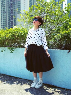 「iiJinのアイテム」を使った、Abbyさん（レディース・157cm）の春コーディネート