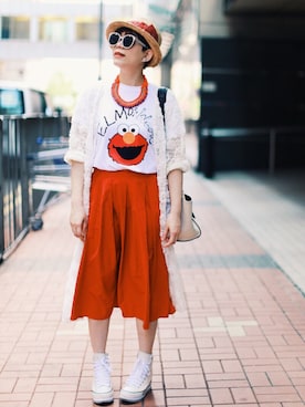 「iiJinのアイテム」を使った、Abbyさん（レディース・157cm）の夏コーディネート