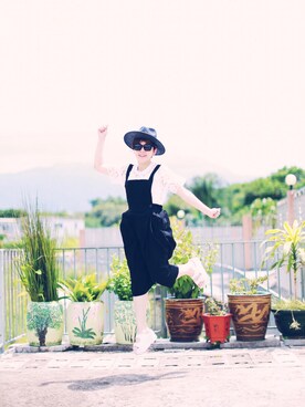 「hat」｜「アイテム（サロペット/オーバーオール）」を使った、Abbyさん（レディース・157cm）の夏コーディネート