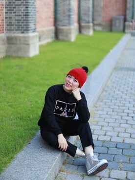 「travel」｜「アイテム（パーカー）」を使った、Abbyさん（レディース・157cm）の秋コーディネート