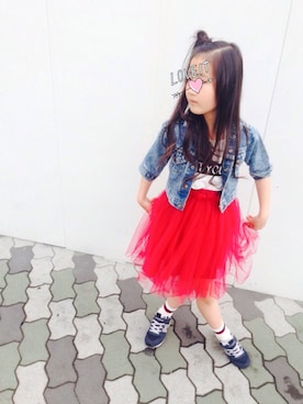 「アイテム（Tシャツ/カットソー）」を使った、yuzuuu♡♡さん（キッズ・130cm）の春コーディネート