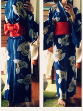 「ひまわり」｜「アイテム（浴衣）」を使った、おかゆさん（レディース・158cm）の夏コーディネート