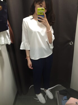 「MIXXO（ミッソ）のアイテム（スラックス）」を使った、Luna Fuさん（レディース・162cm）の夏コーディネート