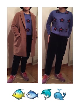 「niko and...（ニコアンド）の黒ズボン（其他裤装、ブラック系）」を使った、まほち‼︎さん（レディース・154cm）の冬コーディネート