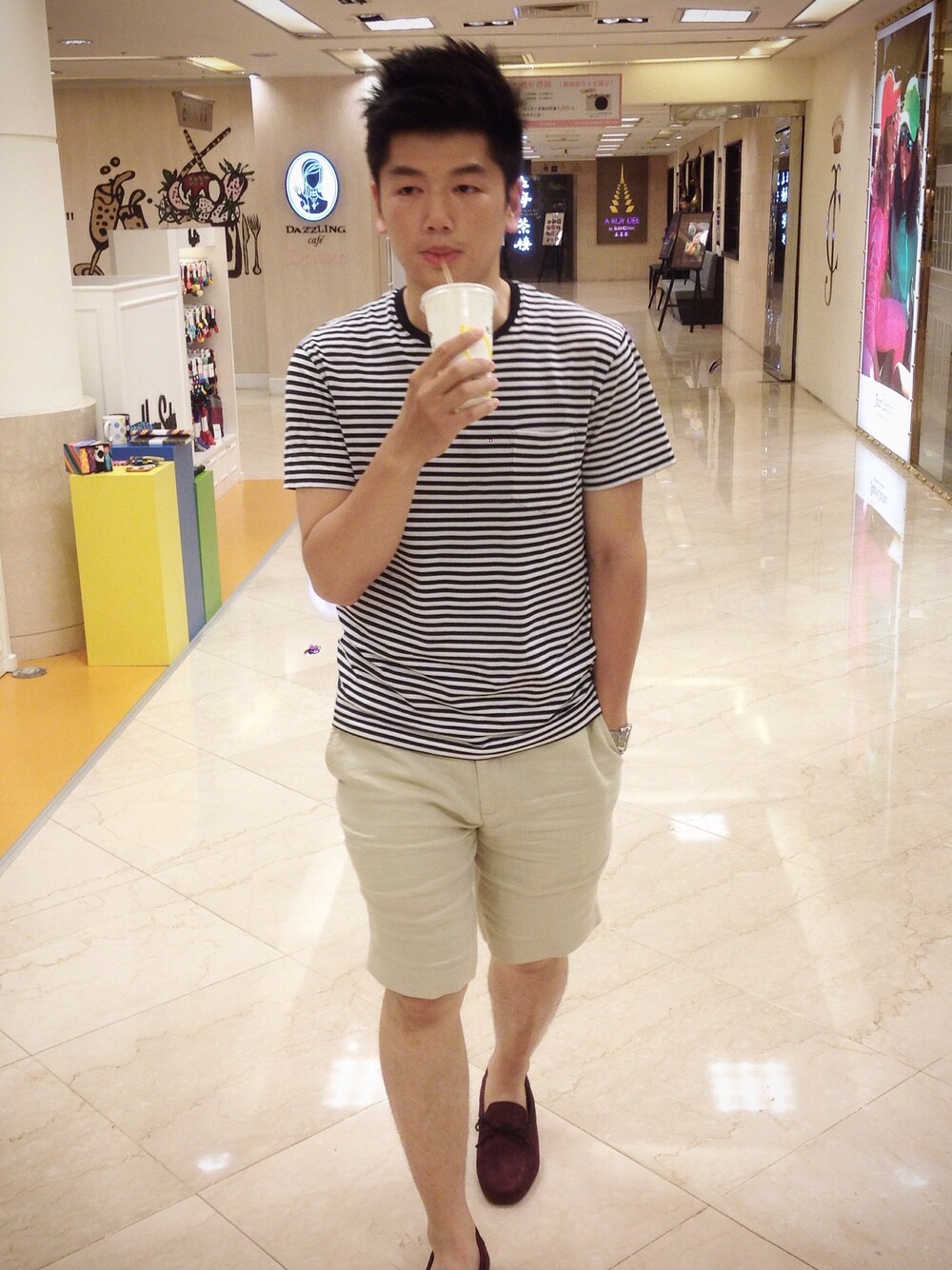 「Ralph Lauren、Polo Ralph Lauren、Tods」｜「todsのTODS（モカシン/デッキシューズ、パープル系）」を使った、Mikeさん（メンズ・176cm）の夏コーディネートの1枚目の写真