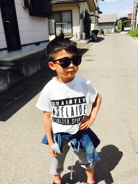 「no brand（ノーブランド）のアイテム（Tシャツ/カットソー、ホワイト系）」を使った、さきおかさんさん（レディース）の春コーディネート