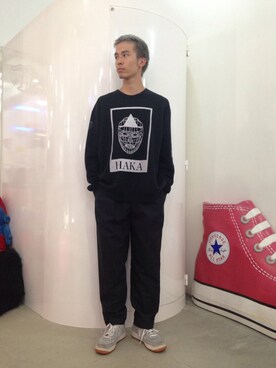 「BANZAIのBANZAI HAKAスウェット（スウェット、ブラック系）」を使った、壮さん（メンズ・178cm）の秋コーディネート