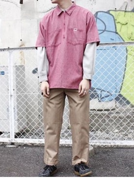 「BEN DAVIS（ベンデイビス）のアイテム（シャツ/ブラウス）」を使った、壮さん（メンズ・178cm）の春コーディネート