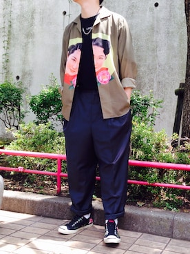 「Yohji Yamamoto（ヨウジヤマモト）のアイテム（その他トップス）」を使った、壮さん（メンズ・178cm）の夏コーディネート