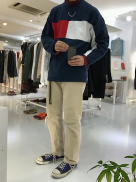 「TOMMY HILFIGER（トミーヒルフィガー）のアイテム（スウェット）」を使った、壮さん（メンズ・178cm）の秋コーディネート