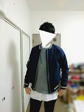 「アイテム（その他アウター、ブルー系）」を使った、koheiさん（メンズ・180cm）の冬コーディネート