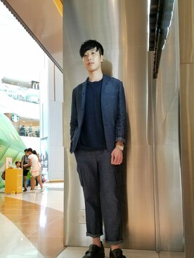 「initial（イニシャル）のアイテム（テーラードジャケット）」を使った、wingさん（メンズ・172cm）の夏コーディネート