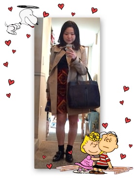 「学校」｜「アイテム（トレンチコート）」を使った、真結さん（レディース・155cm）の秋コーディネート