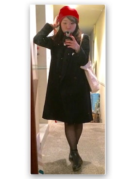 「LILY BROWN（リリーブラウン）のアイテム（チェスターコート）」を使った、真結さん（レディース・155cm）の冬コーディネート