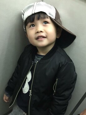 「アイテム（ナイロンジャケット）」を使った、張妮妮さん（キッズ・110cm）の冬コーディネート