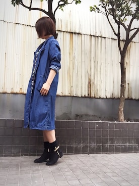 「70's」｜「アイテム（デニムジャケット）」を使った、ことぶき。さん（レディース・157cm）の秋コーディネート