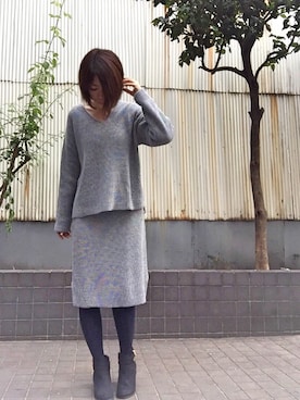 「ゆるニット」｜「アイテム（ピーコート）」を使った、ことぶき。さん（レディース・157cm）の秋コーディネート