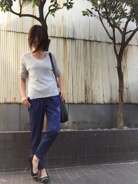 「アイテム（ニット/セーター、シルバー系）」を使った、ことぶき。さん（レディース・157cm）の秋コーディネート