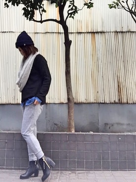 「Champion（チャンピオン）のアイテム（帽子）」を使った、ことぶき。さん（レディース・156cm）の冬コーディネート