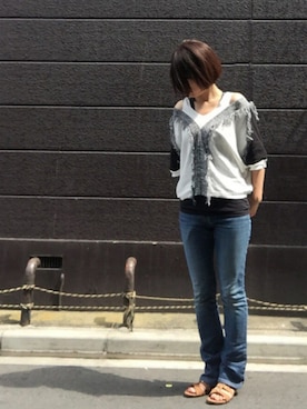 「Xti（エックスティーアイ）のアイテム」を使った、ことぶき。さん（レディース・156cm）の夏コーディネート