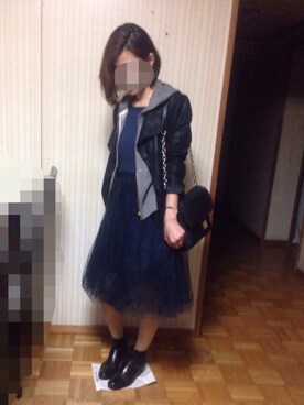 「ユナイテッドアローズ」｜「アイテム（ライダースジャケット）」を使った、あろまんØさん（レディース・160cm）の春コーディネート