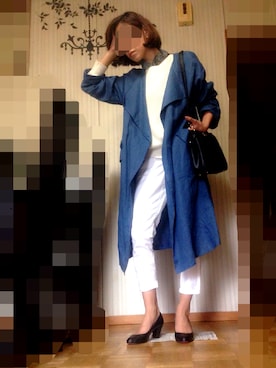 「ネイビー×ホワイト」｜「アイテム（トレンチコート）」を使った、あろまんØさん（レディース・160cm）の春コーディネート