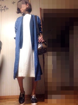 「ストライプワンピース」｜「アイテム（トレンチコート）」を使った、あろまんØさん（レディース・160cm）の春コーディネート