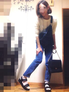 「透けトップス」｜「アイテム（サロペット/オーバーオール）」を使った、あろまんØさん（レディース・160cm）の春コーディネート