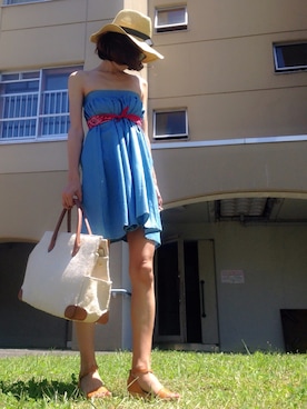 「STANLEY（スタンレー）のアイテム（帽子）」を使った、あろまんØさん（レディース・160cm）の夏コーディネート