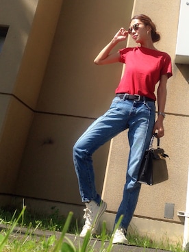 「テーパードデニム」｜あろまんØさん（レディース・160cm）の夏コーディネート