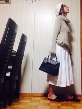 「スリッパ」｜「アイテム（ハンチング/ベレー帽）」を使った、あろまんØさん（レディース・160cm）の秋コーディネート