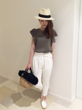 「Rouge vif（ルージュヴィフ）のアイテム（かごバッグ）」を使った、zonoさん（レディース・166cm）の春コーディネート