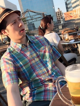 「northface（ノースフェイス）のアイテム（帽子）」を使った、たぼさん（メンズ・174cm）の夏コーディネート